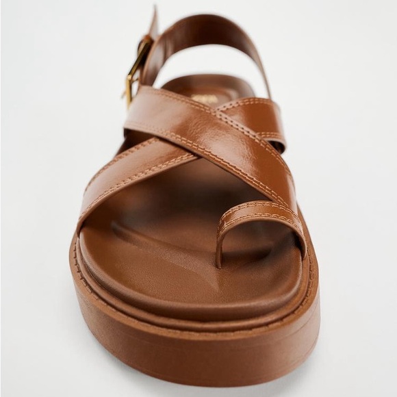 Zara Cross Strap Flat Sandals US 6.5 - Picture 5 of 13